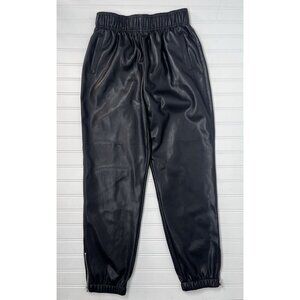 AVEC LES FILLES Women's Black Faux Leather Side Zipper Jogger Pants NWT XS